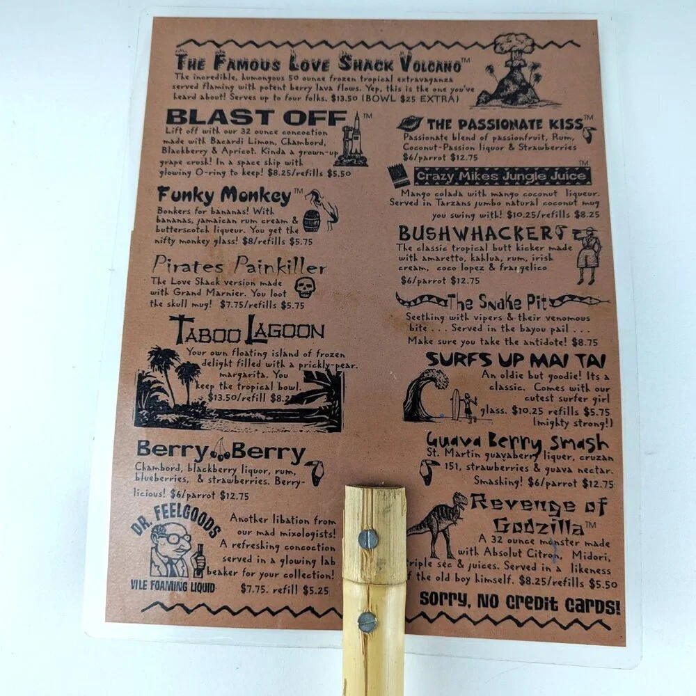 Duffy's Love Shack Menu Souvenir - St Thomas/Virgin Islands
